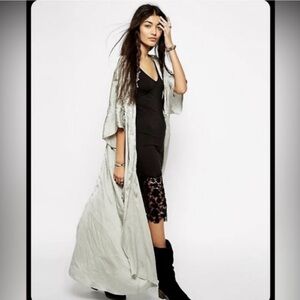 Free People Mint Green Sweet Sunrise Maxi Kimono Duster M/L